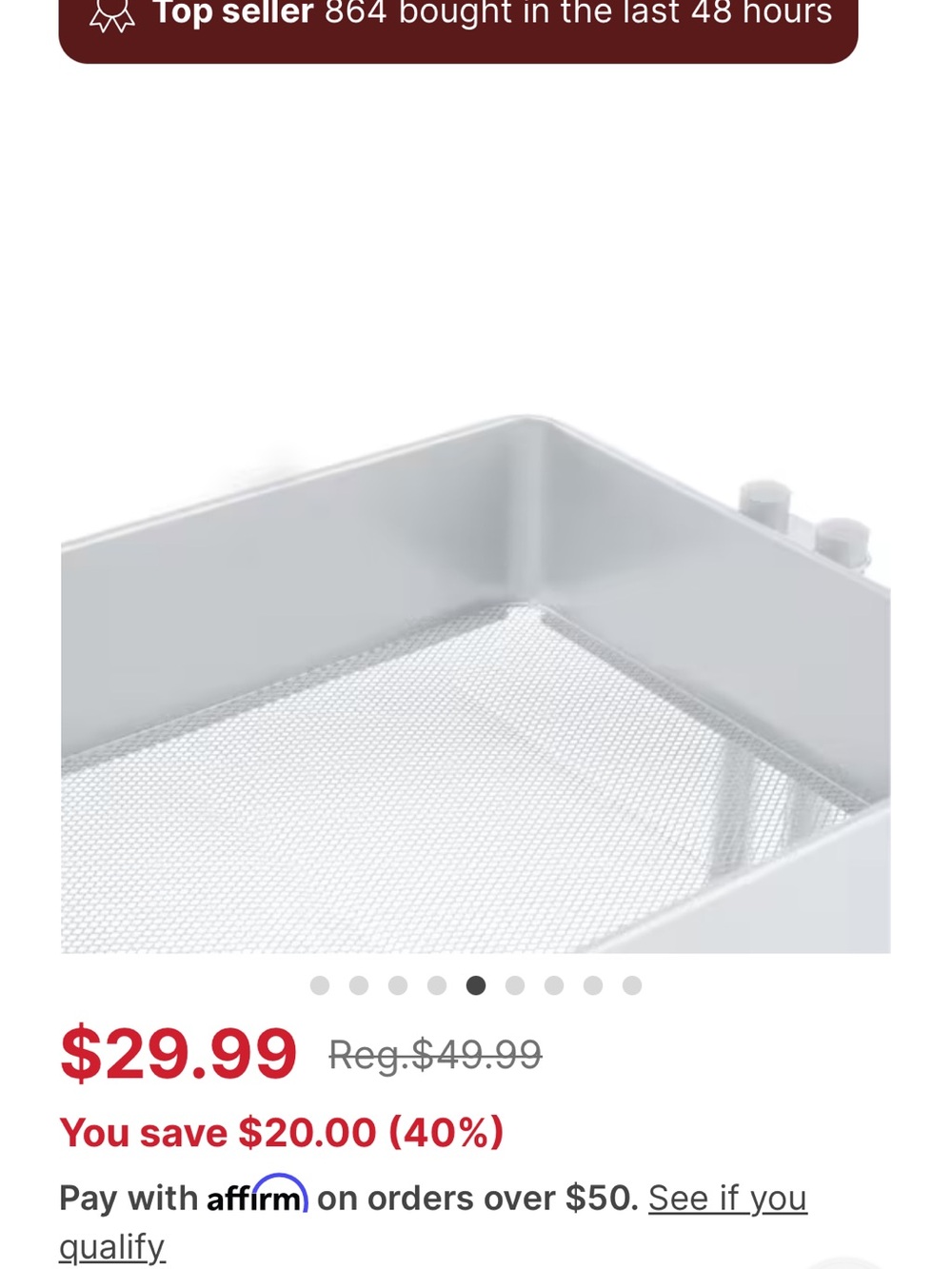 Lexington White 3-Tier Rolling Organizer Cart storage supplies party bar shelves - Picture 5 of 5